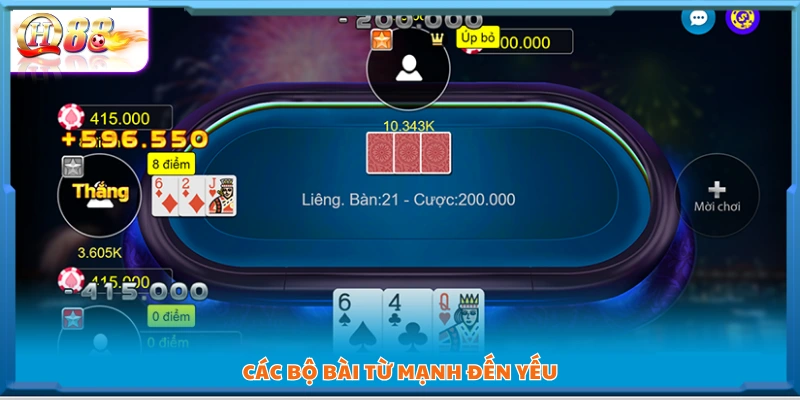 Thứ tự các liên kết bài Liêng từ cao nhất tới thấp nhất